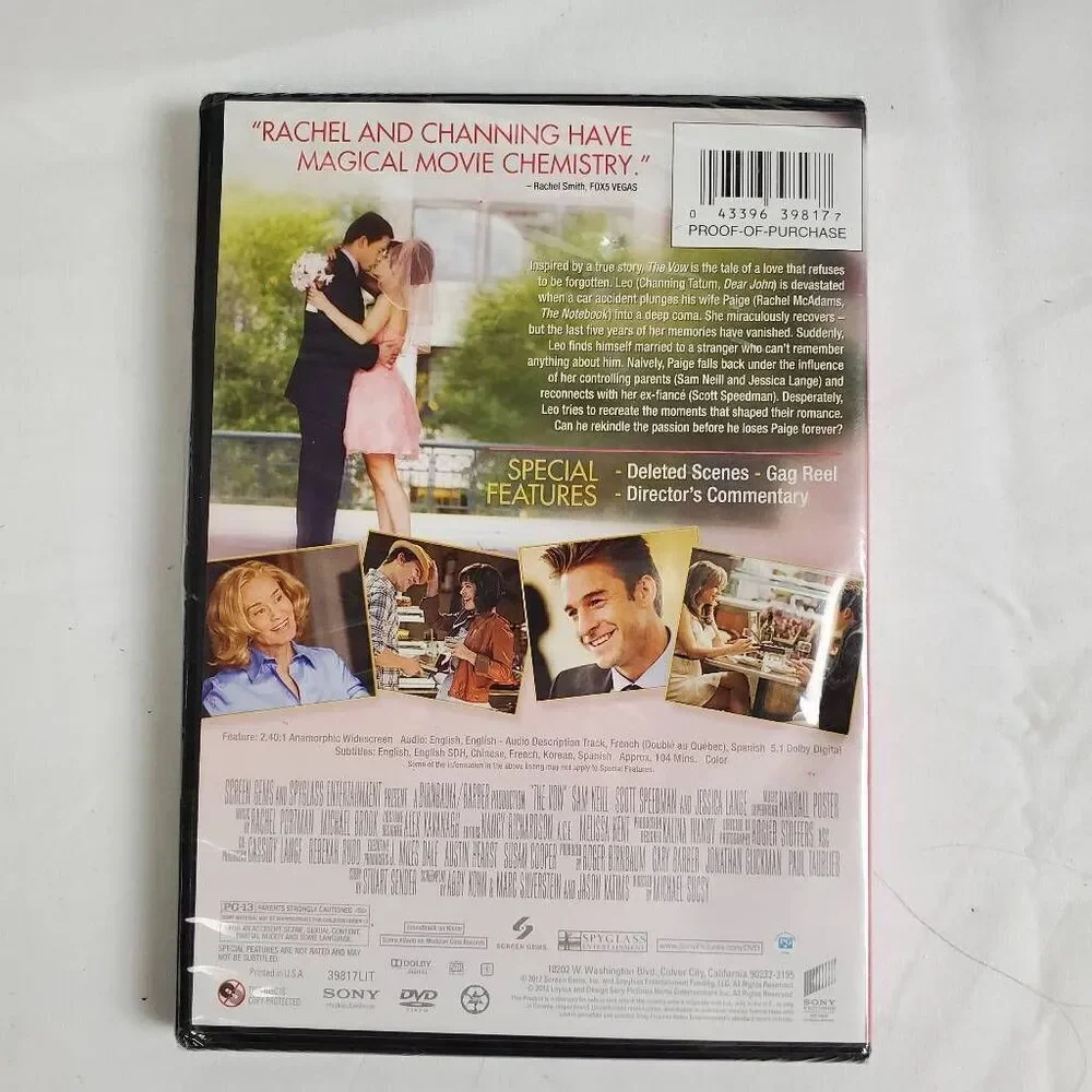 The Vow DVD New Sealed Rachel McAdams Channing Tatum Romantic Drama